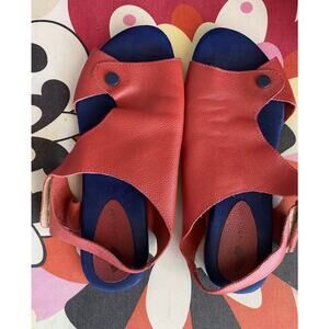 Red Leather  Designers Flats sandals EU37 US 6.5